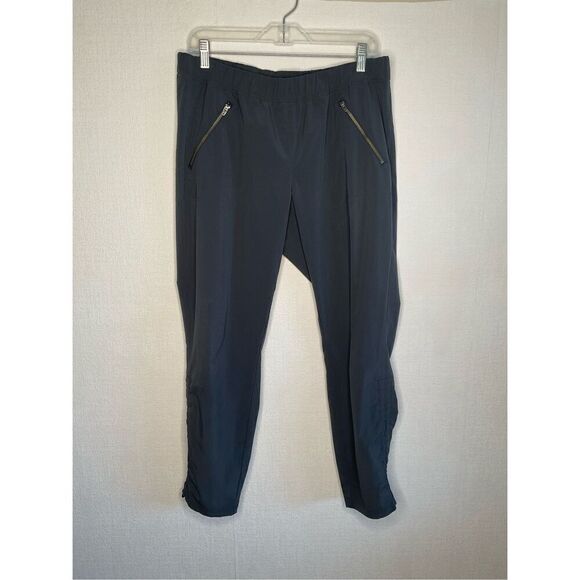 Athleta Aspire Pants Dark Gray Cinch Ankle Jogger Style Zipper Pockets Sz‎ 12 - Picture 2 of 14